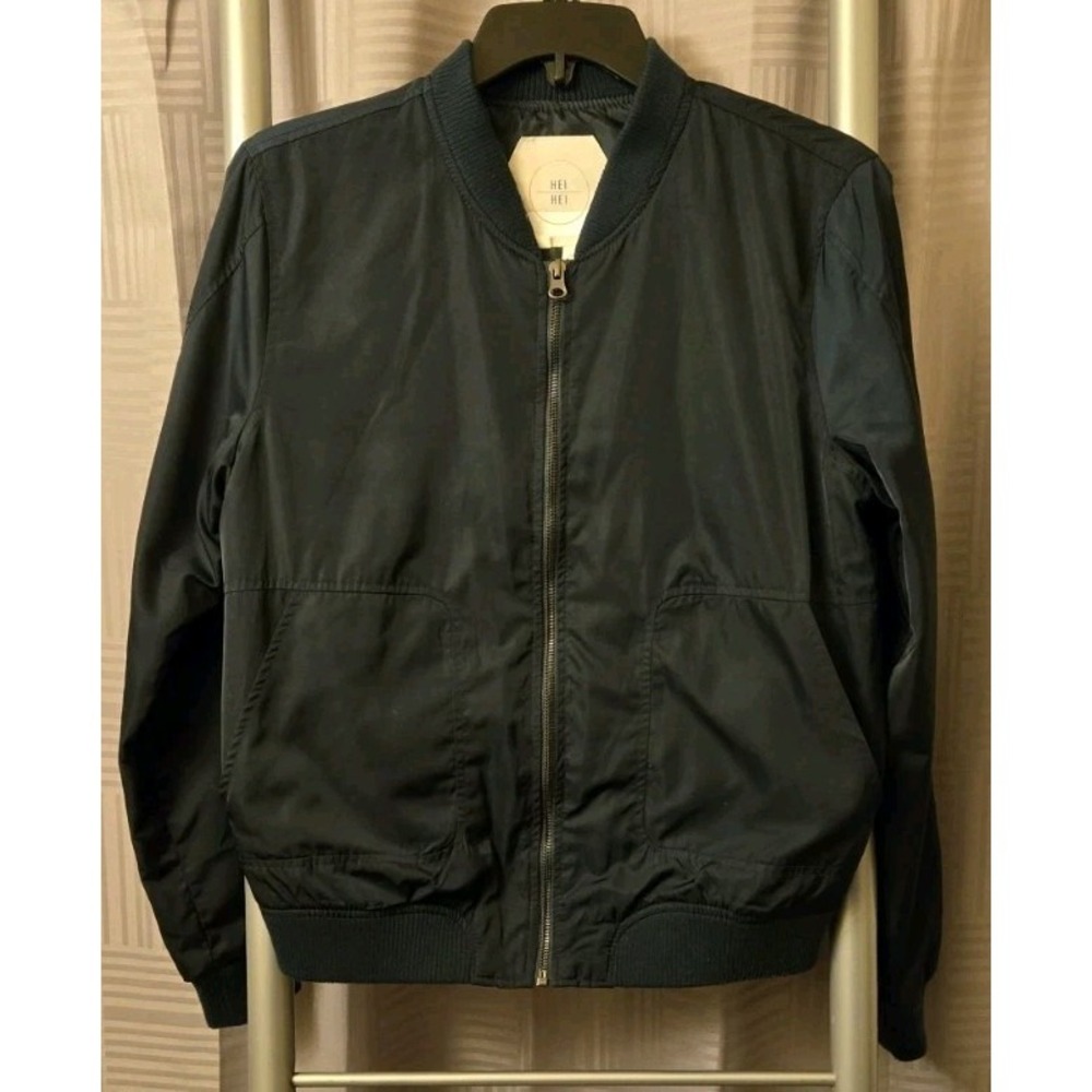 Hei Hei Anthropologie Jacket Womens Sz Small Bomber Navy Blue Lightweight